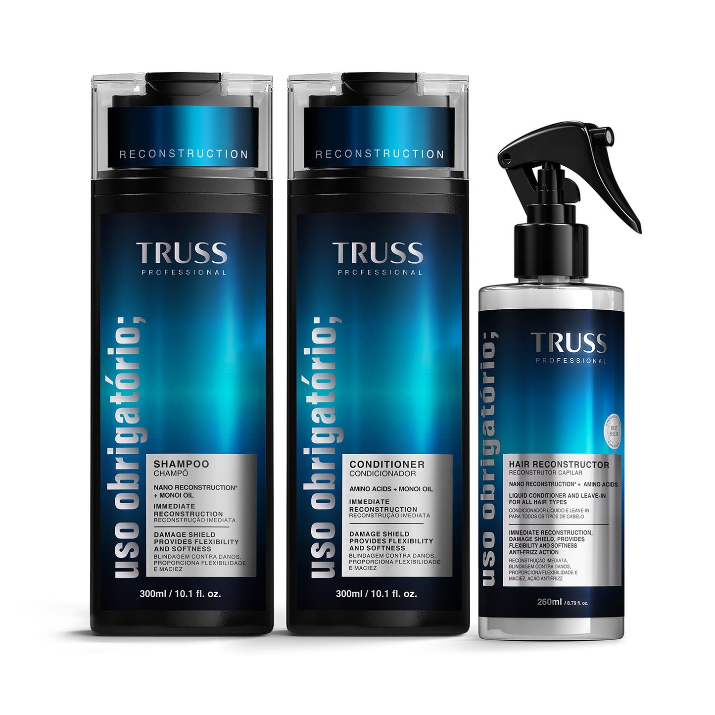Combo Uso Obrigatório; Shampoo, Condicionador e Spray