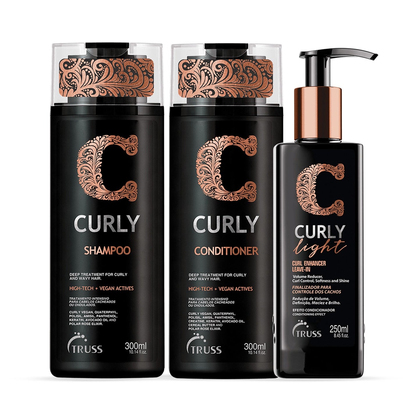 Combo Curly Light: Shampoo 300ml + Condicionador 300ml + Curly Light 250ml