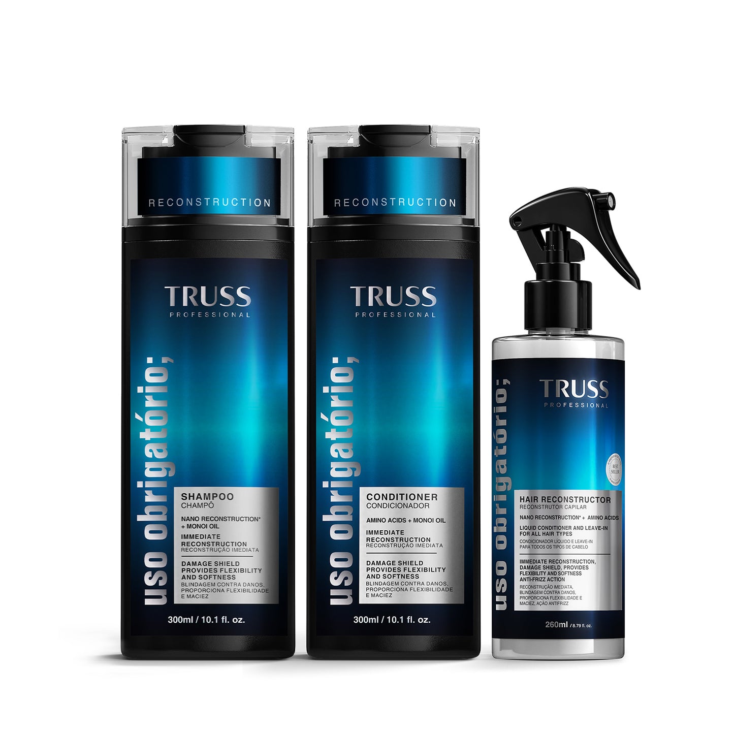 Combo Uso Obrigatório;: Shampoo 300ml + Máscara 180g + Spray 260ml