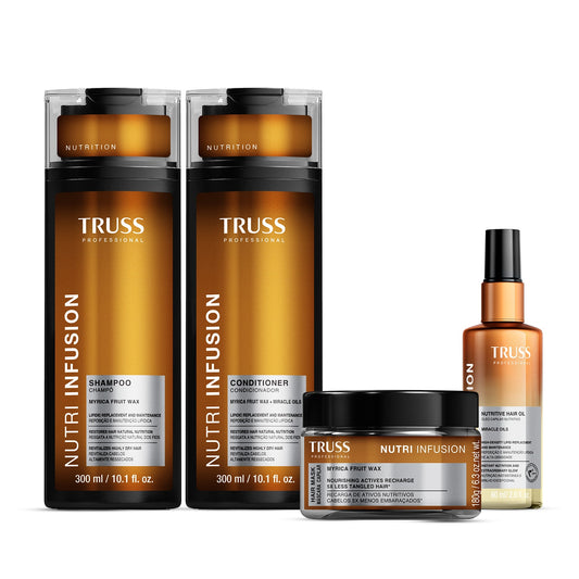 Combo Nutri Infusion: Shampoo 300ml + Condicionador 300ml + Máscara Capilar 180g + Óleo Nutritivo 60ml