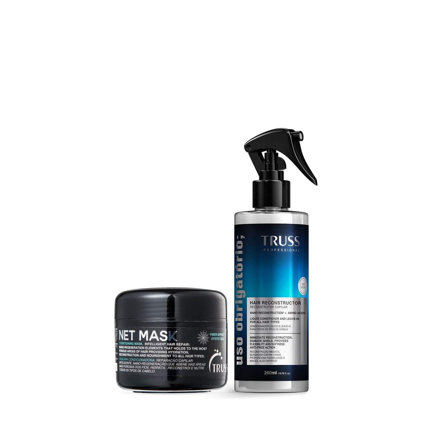 Combo Spray Uso Obrigatório 260ml + Máscara Capilar Net Mask 30g (2 Produtos)