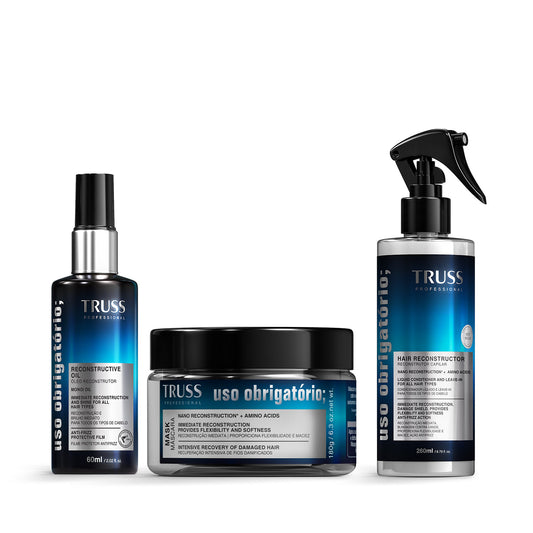 Combo Uso Obrigatório;: Máscara 180g + Spray 260ml + Óleo Reconstrutor 60ml