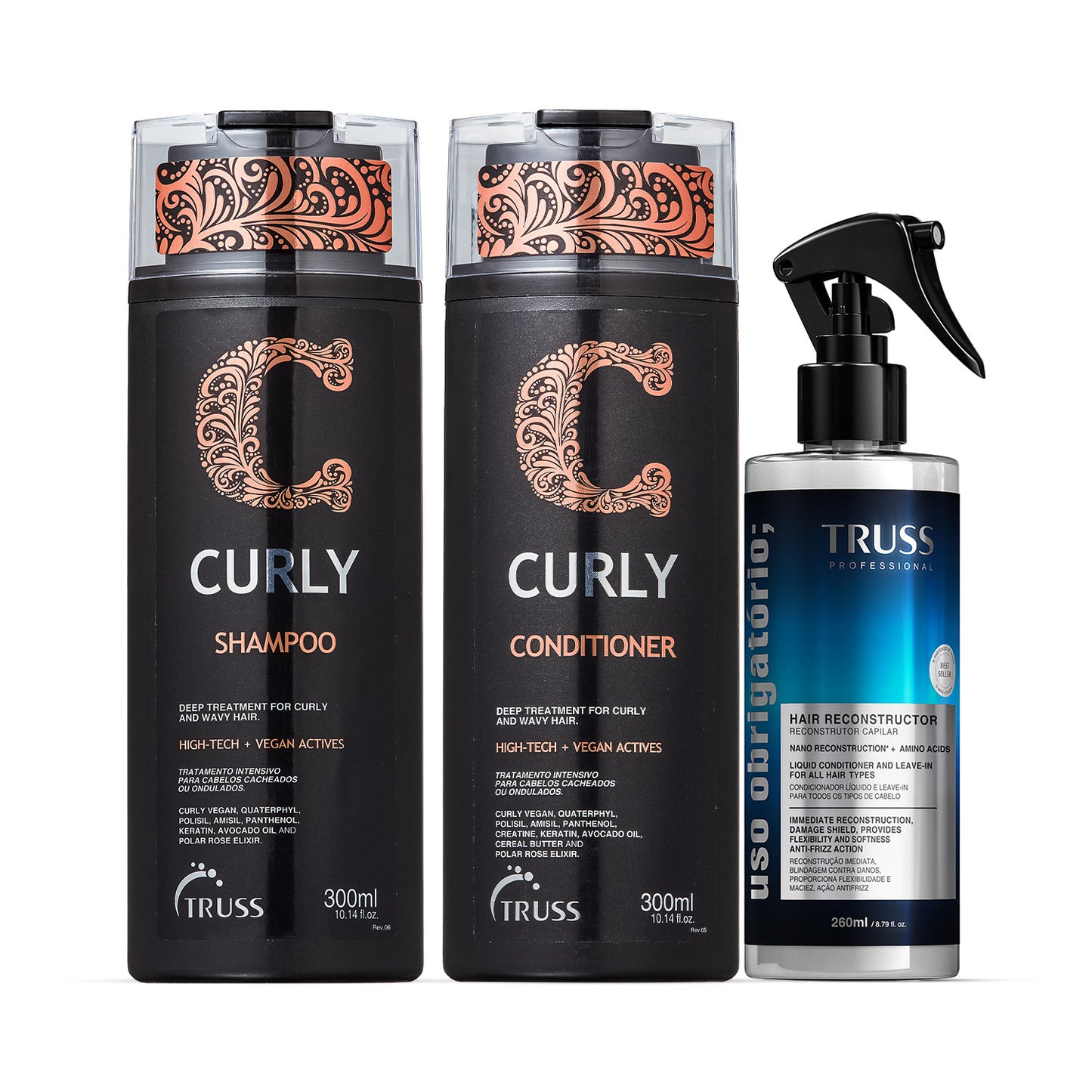 Combo Curly Obrigatório: Shampoo Curly  300ml + Condicionador Curly 300ml + Spray Uso Obrigatório 260ml