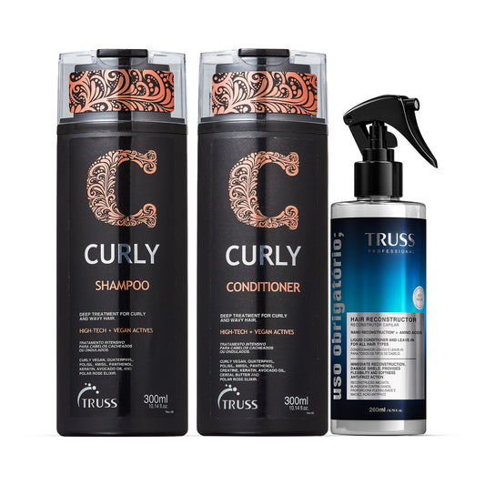Combo Curly Obrigatório: Shampoo Curly  300ml + Condicionador Curly 300ml + Spray Uso Obrigatório 260ml